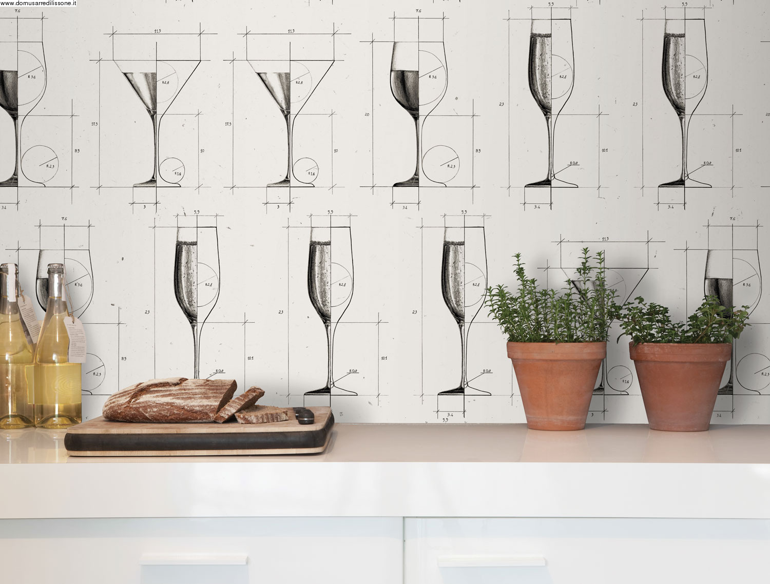 Carta da parati per cucina classica: decoro di mobili da cucina ...