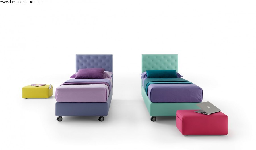 letti singoli imbottiti disponibili in 30 colori