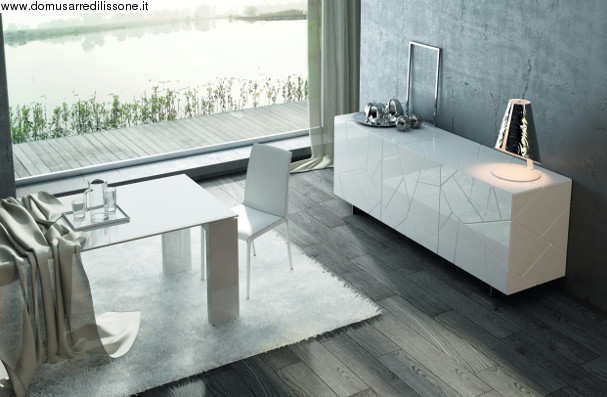 Credenza Segno laccato bianco lucido o opaco  Riflessi