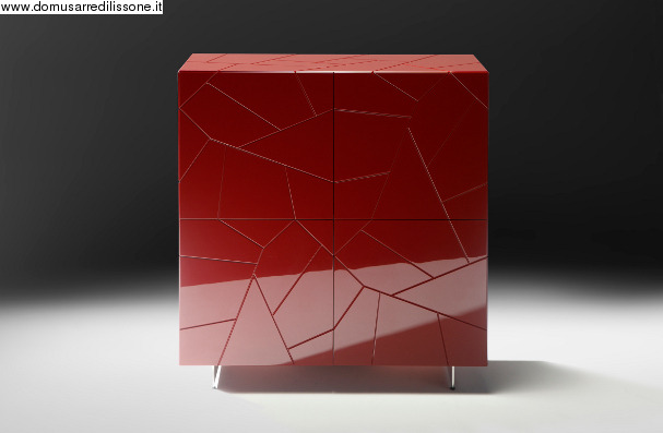 Credenza Segno 4 ante Alta laccato Rosso Riflessi