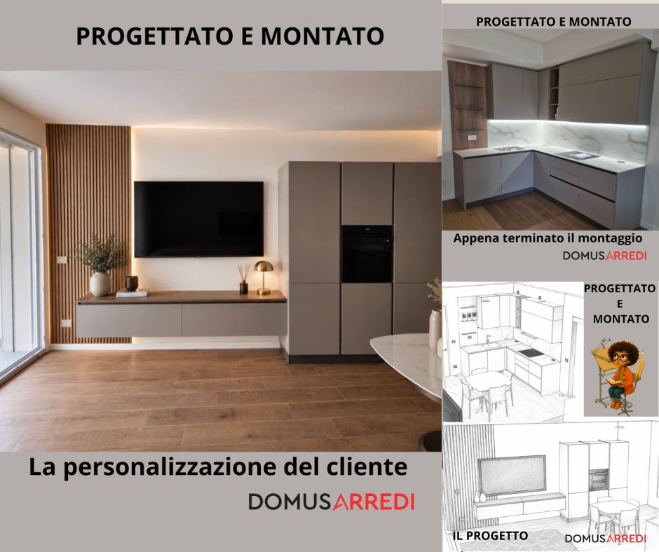 Progettato e montato: cucina e soggiorno in un unico progetto