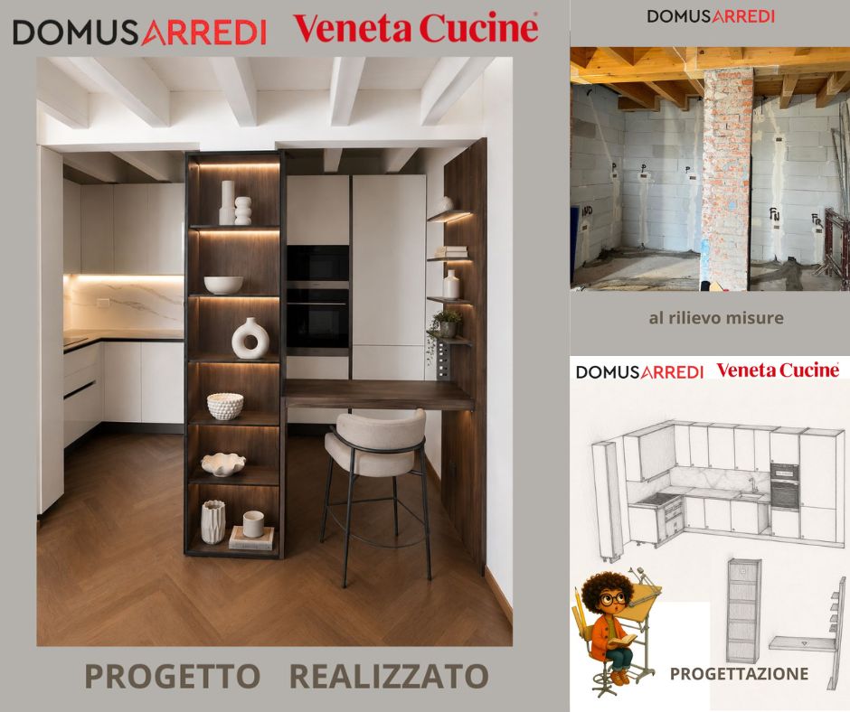 Come progettare una cucina con un pilastro al centro della stanza?