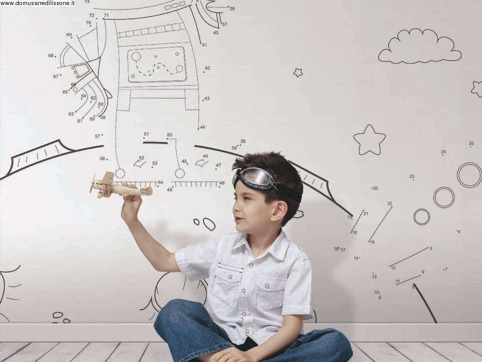 tappezzeria bianca con astronauta